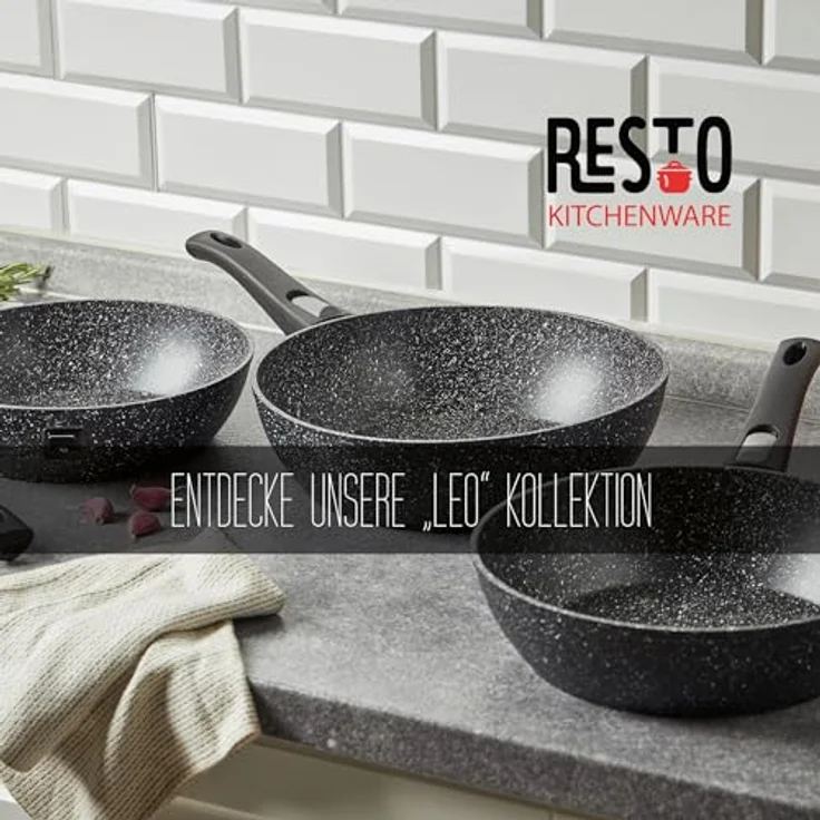 RESTO Kitchenware Bratpfanne Leo, Wokpfanne mit vierschichtiger Marmor-Antihaftbeschichtung, Aluminium (1-tlg), mit einem abnehmbaren Griff - backofenfest, spülmaschinenfest – Bild 10
