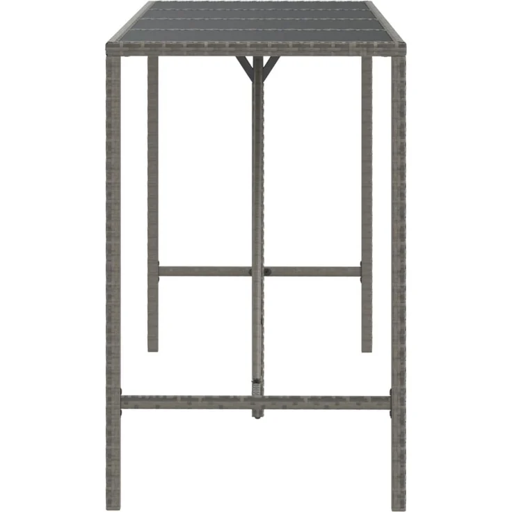 Bartisch, Gartentisch, Küchentisch mit Glasplatte Grau 180 x 70 x 110 cm Poly Rattan – Bild 4