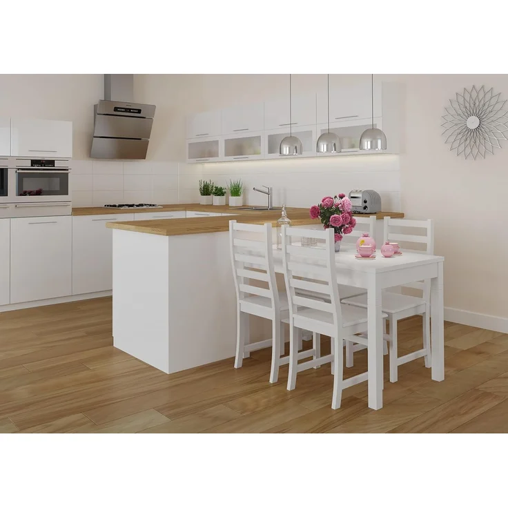 Tisch 75 x 120 Esstisch Massivholz Küchentisch weiß 90.70-51BW – Bild 2