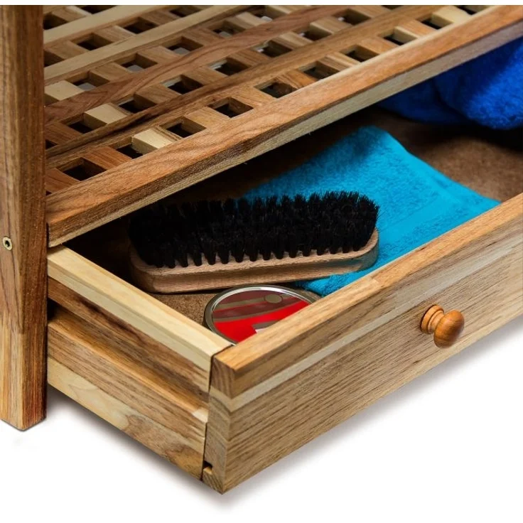 Schuhregal Walnuss mit Schublade – Bild 3