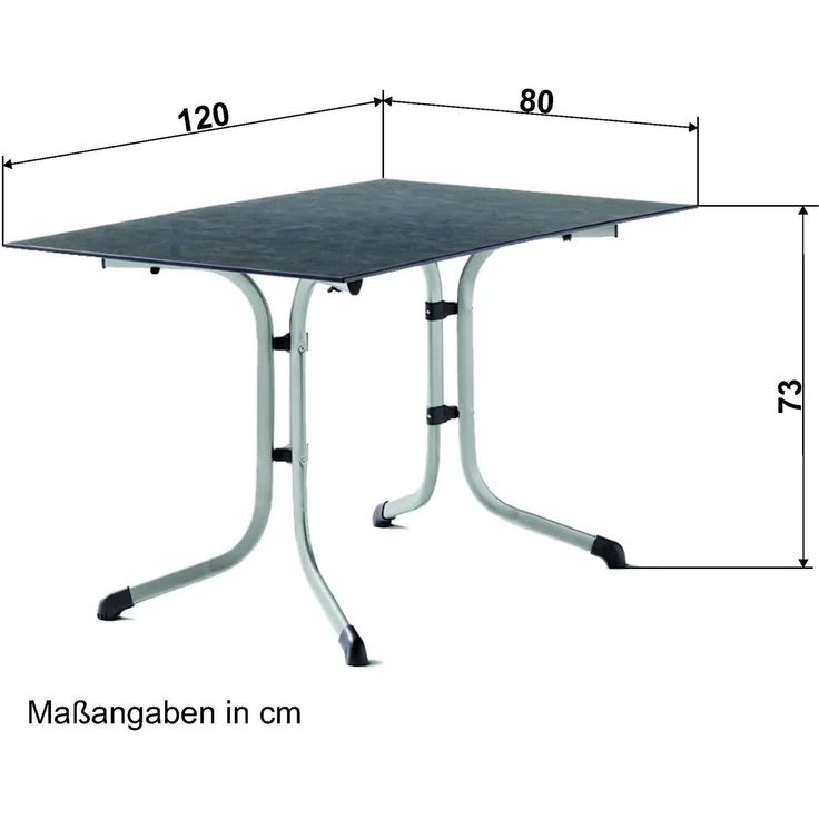 Klapptisch >Boulevard< in Schiefer anthrazit, Polytec® - 120x73x80cm (BxHxT) – Bild 5