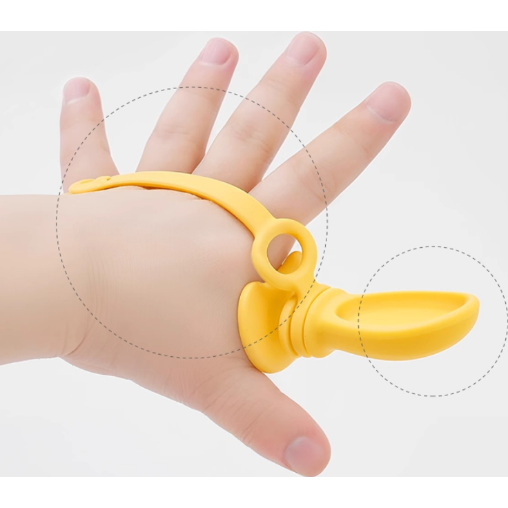 ABC Blauer Babylöffel aus Vollsilikon mit Aufbewahrungsbox, geeignet für Babys selbstständiges Essen und Beikost, enthält Gabel und Löffel – Bild 2