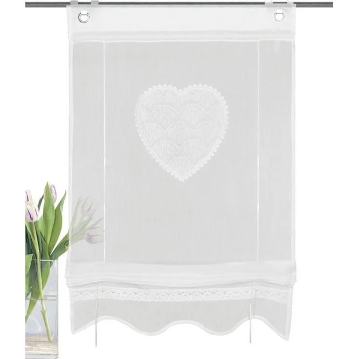 HOME WOHNIDEEN Bändchenrollo CORAZON, mit Hakenaufhängung, Bändchenrollo, bestickt – Bild 3