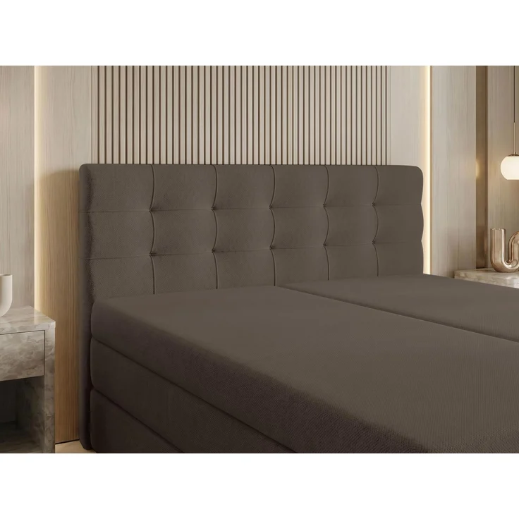 AX LIVING Finike Boxspringbett 160x200 cm, Doppelbett, 2 Matratzen, Braun – Bild 4