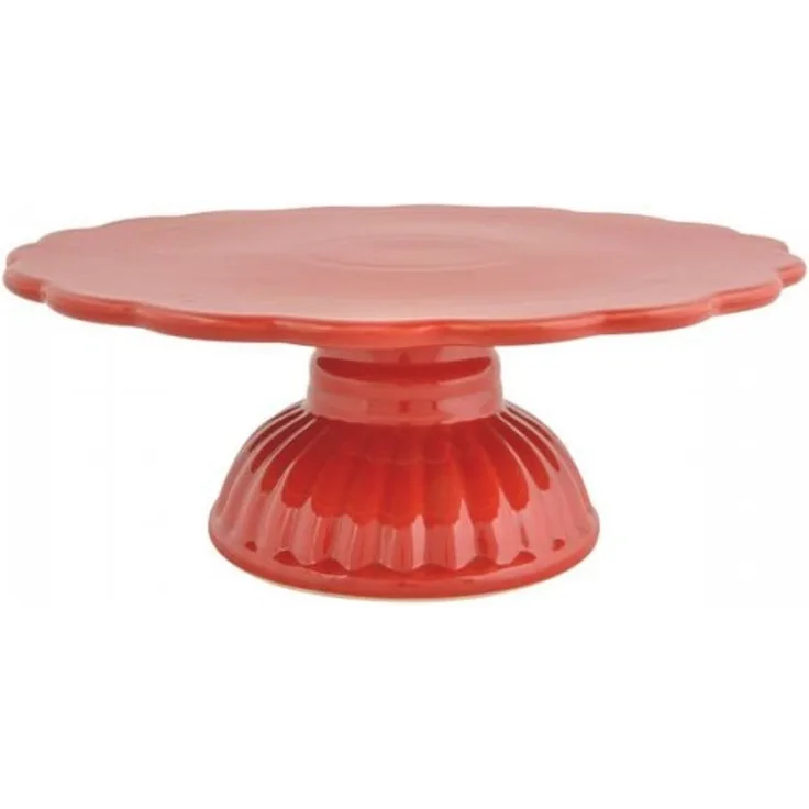 Ib Laursen - Tortenplatte Fuß Mynte Keramik Rot 2079-33 Kuchenplatte Shabby