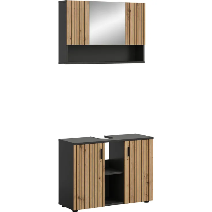 Badkombination B/H/T: 80x180x30 cm in Basalt Nachbildung und --
