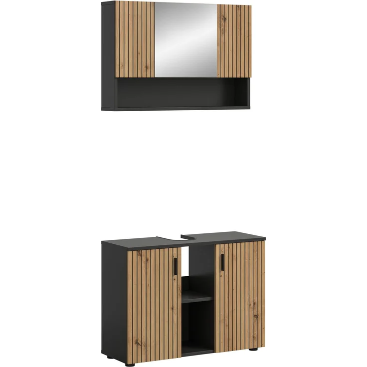 Badkombination B/H/T: 80x180x30 cm in Basalt Nachbildung und -- – Bild 1
