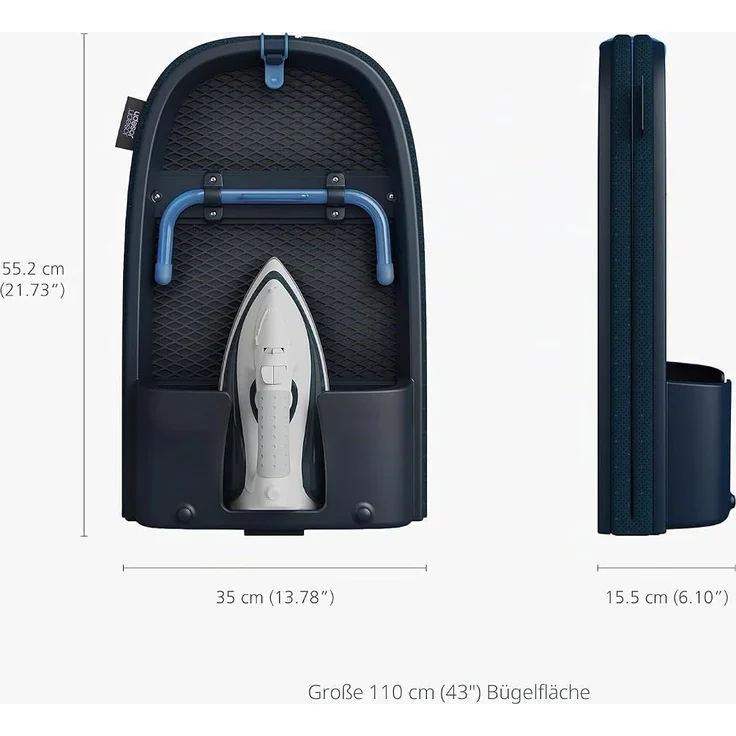 Joseph Joseph Pocket Max Plus Tischbügelbrett, 110cm Bügelfläche, Faltbares Mini-Bügelbrett mit Aufhängehaken – Bild 4