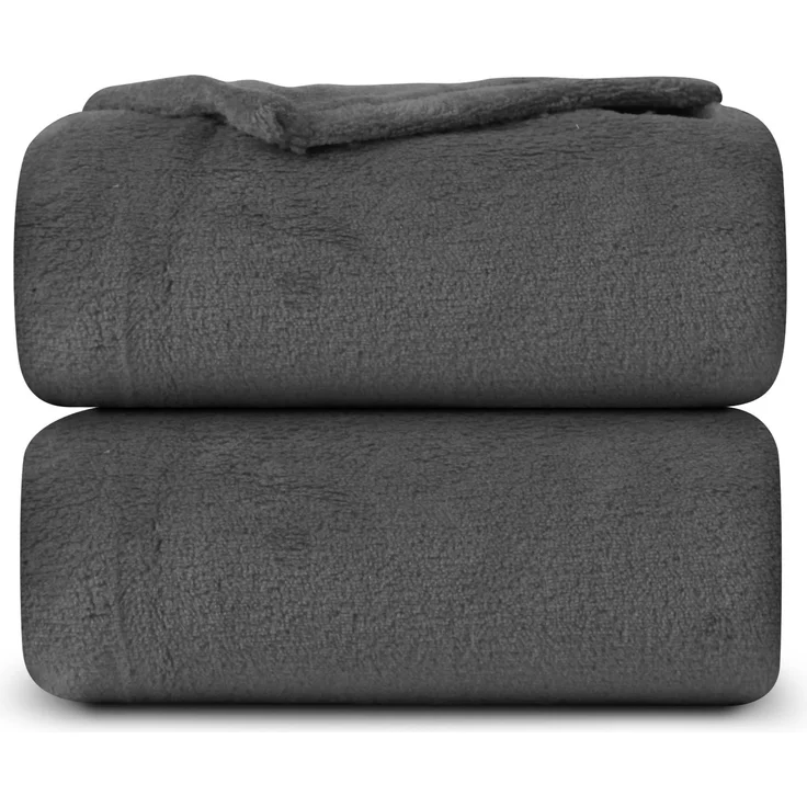 Kuscheldecke Mikrofaser Flausch 220x240cm - Anthrazit (R) – Bild 1