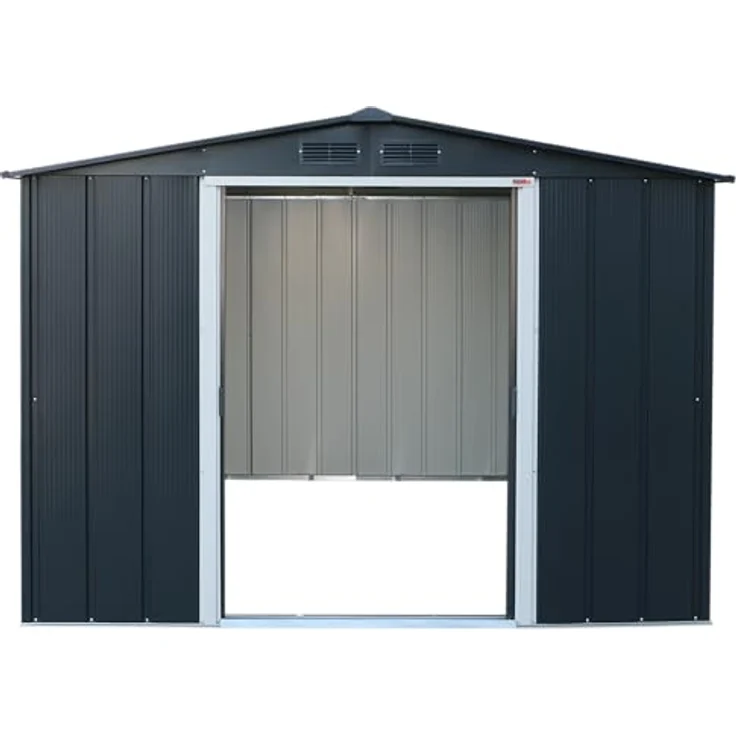Duramax ECO 8x8 (5.89 m²) Metallgerätehaus, feuerverzinktes Metall gerätehaus - Geräteschuppen, verstärkte Dachkonstruktion, wartungsfreier und wetterfester Metallschuppen, Anthrazit – Bild 9