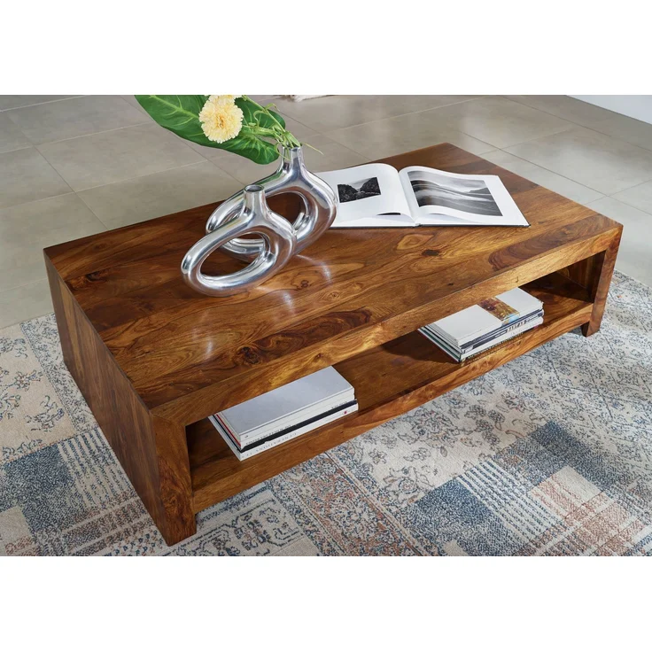Couchtisch Sheesham 135x70x36 walnuss lackiert DUKE #120 – Bild 2