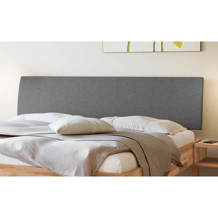 Hasena Massivholzbett Lorenzo Kernbuche mit Polster-Kopfteil, Bezug Pace Grey 200x210 cm, Fußhöhe 20 cm – Trento – Bild 3