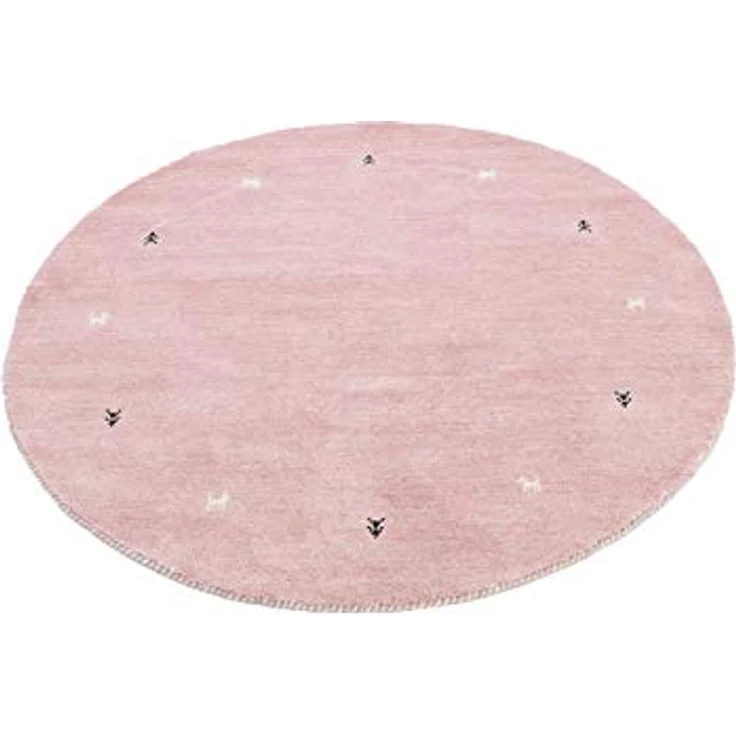 carpetfine 'Gabbeh Uni' Wollteppich, reine Wolle, Rosa, Ø 150 cm – Bild 4