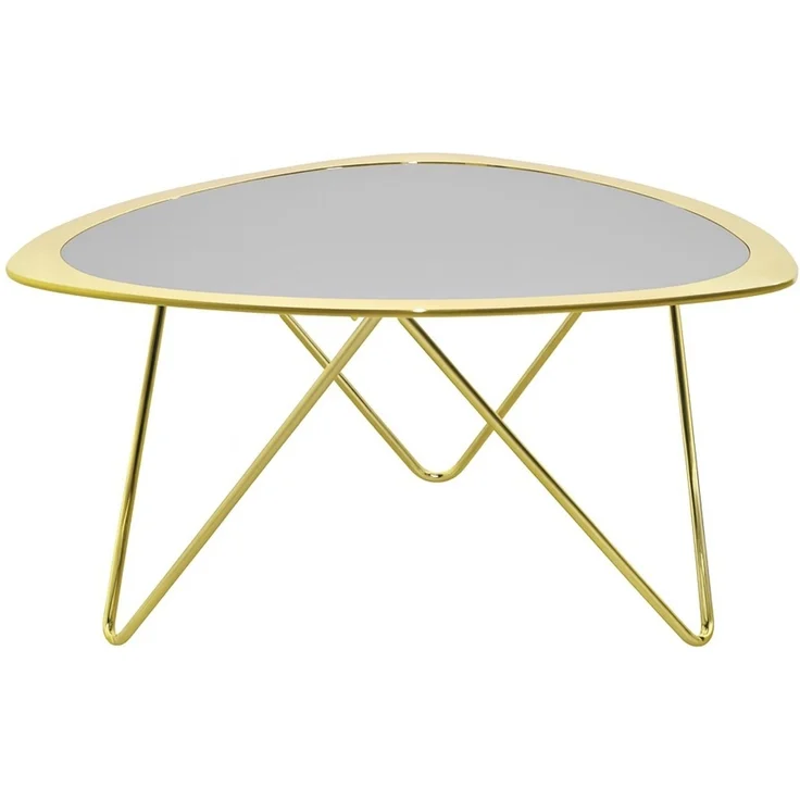 Couchtisch mit Schwarzglasplatte & goldfarbenem Metallgestell – modern & elegant – Bild 2