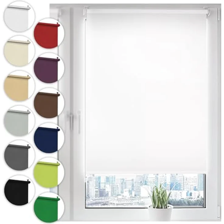 Verdunkelungsrollo Klemmfix ohne Bohren 25cm x 210cm Weiß Verdunklungsrollo Fensterrollo Rollo Seitenzugrollo Klemmrollo für Fenster & Tür – Bild 1