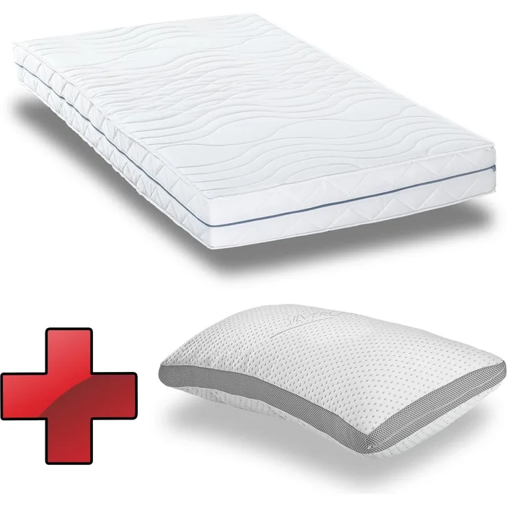 Ergonomische Matratze 140x200 cm 7-Zonen Supportho Premium, Höhe 18 cm, Härtegrad H2/H3 + Supportho Gel-Effekt Kissen 40 x 80 cm