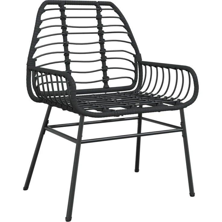 vidaXL Gartenstühle 2 Stk. Schwarz Poly Rattan 369091 – Bild 3