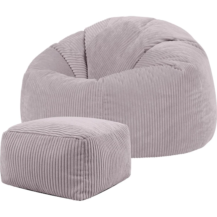Icon Kingston Sitzsack Cord und Hocker mit Füllung, Lila | In Deutschland Hergestellt, Sitzsack Erwachsene, Weicher Cordstoff, Sitzsack Sessel für Wohnzimmer und Schlafzimmer