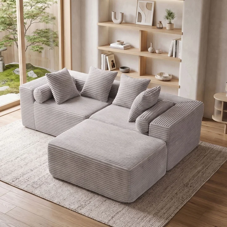 3-Sitzer Ecksofa B 266 x T 110 x H 60,01 cm, modular mit Schaumstoff und Federn – Bild 3
