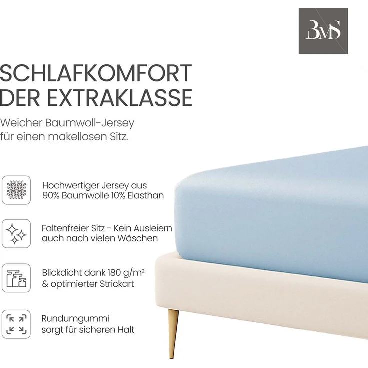 Jersey Spannbettlaken himmel blau 120x200 cm Höhe bis 25cm – Bild 2