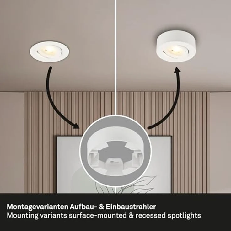 Briloner LED-Einbauleuchten 2in1 Mini Ein-& Aufbau 9W 500lm weiß dimmbar – Bild 5