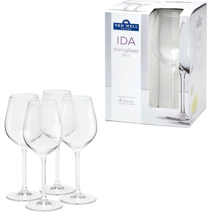 van Well Weinglas Ida, 4-tlg, Glas, spülmaschinengeeignet, 38 cl, 4-teilig – Bild 3