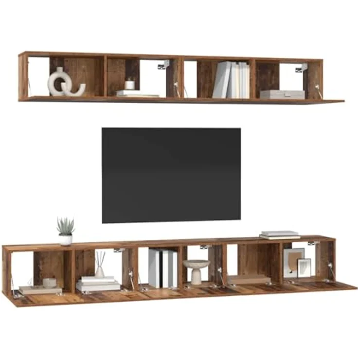 vidaXL TV-Schrankset Wandmontiert 5 pcs Altholz Holzwerkstoff 3393384 – Bild 2