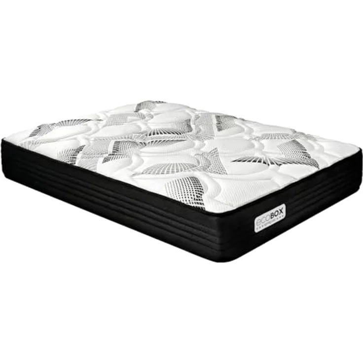 DUÉRMETE ONLINE - Viskoelastische Hybrid-Matratze Eco Box mit Federkernen, optimaler Komfort, mittlere Härte, Antibakteriell und hypoallergen, 135 x 180 cm – Bild 1