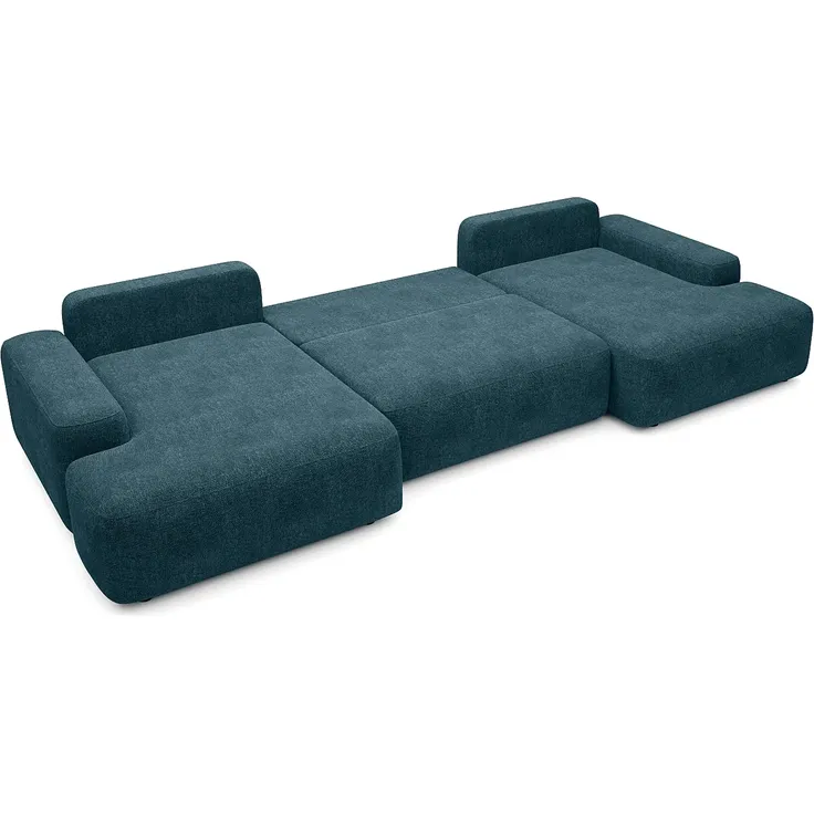 Vente-unique - DAVISO Sofa Stoff Blau - B 163 cm x H 87 cm x L 360 cm – Bild 4