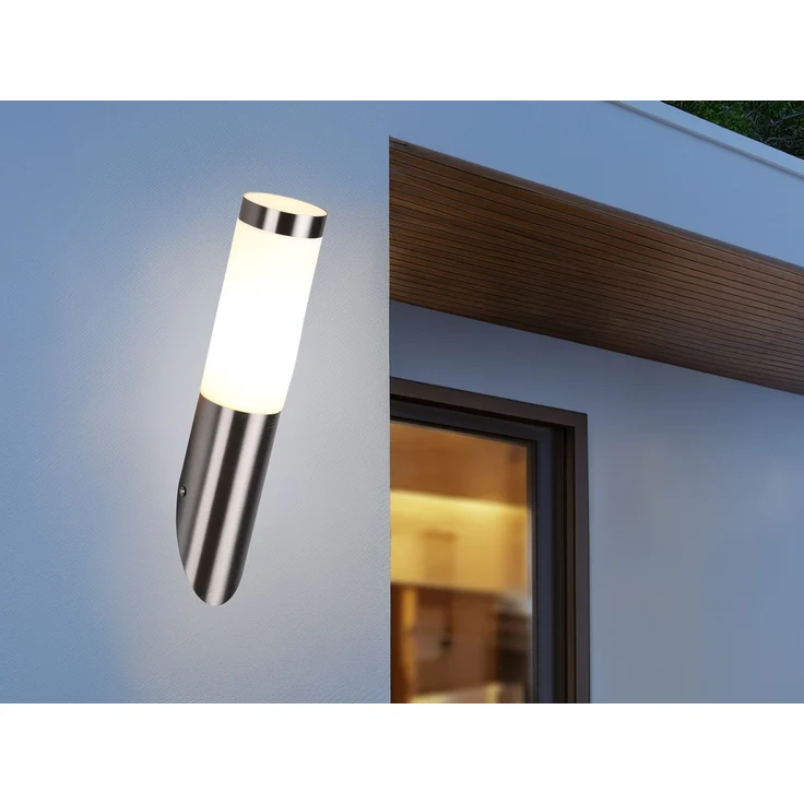 Moderne LED Außenwandleuchte aus Edelstahl in Silber, Höhe 39cm – Bild 1