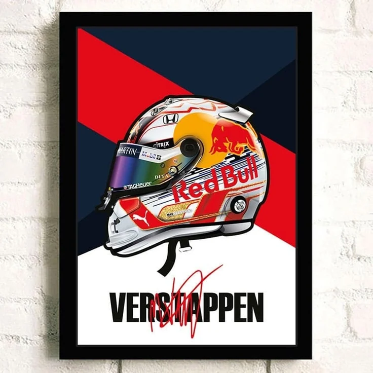 Poster Formel 1 Helm Rennfahrer Name Unterschrift · Deko Print ohne Rahmen - C Verstappen / 30x40 cm – Bild 4