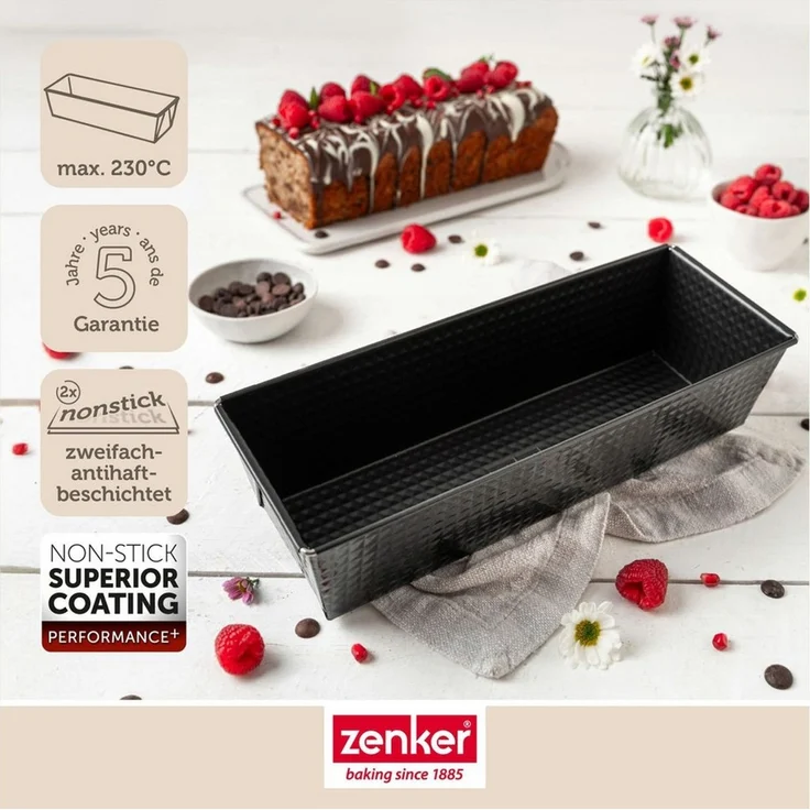 Zenker Königskuchenform Perfect Black 35 cm – Hochwertige Kastenform aus Stahlblech mit Antihaftbeschichtung, Hitzebeständigkeit +230 °C Made in Germany – Bild 1