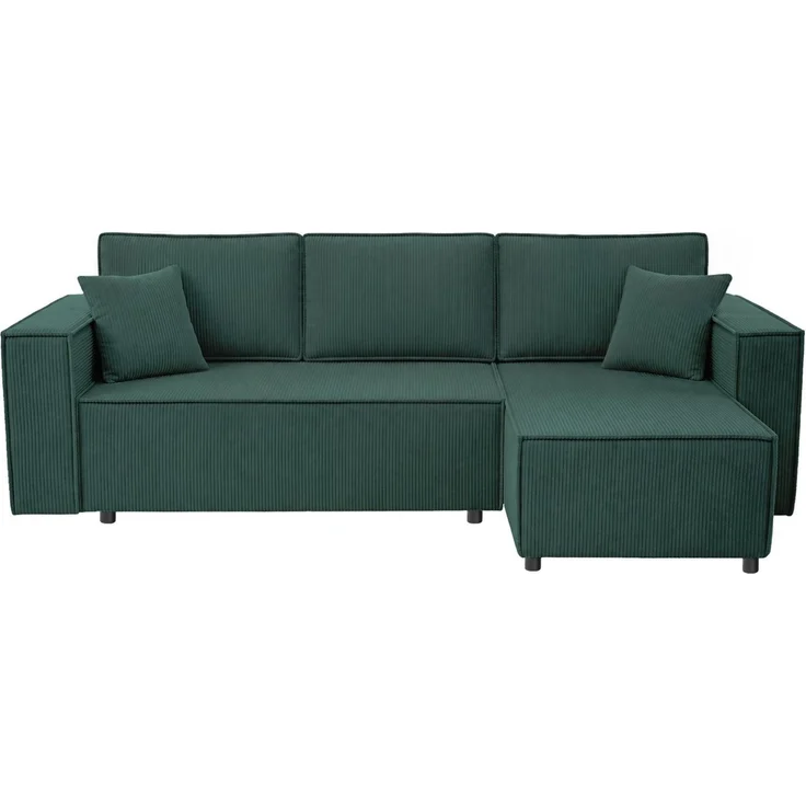 Beautysofa Ecksofa NEAPOL mit Schlaffunktion, Universal Ottomane, ausziehbar auf Rollen, komfortable Wellenfederung, Cord Stoff – Bild 2