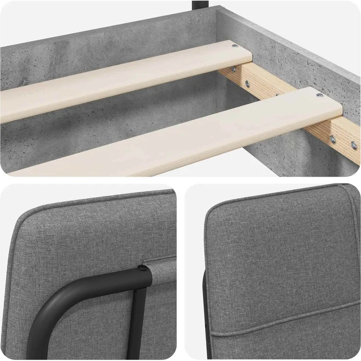 vidaXL Bettgestell mit Kopfteil Betongrau und Hellgrau 140 x 200 cm 8003088 – Bild 6