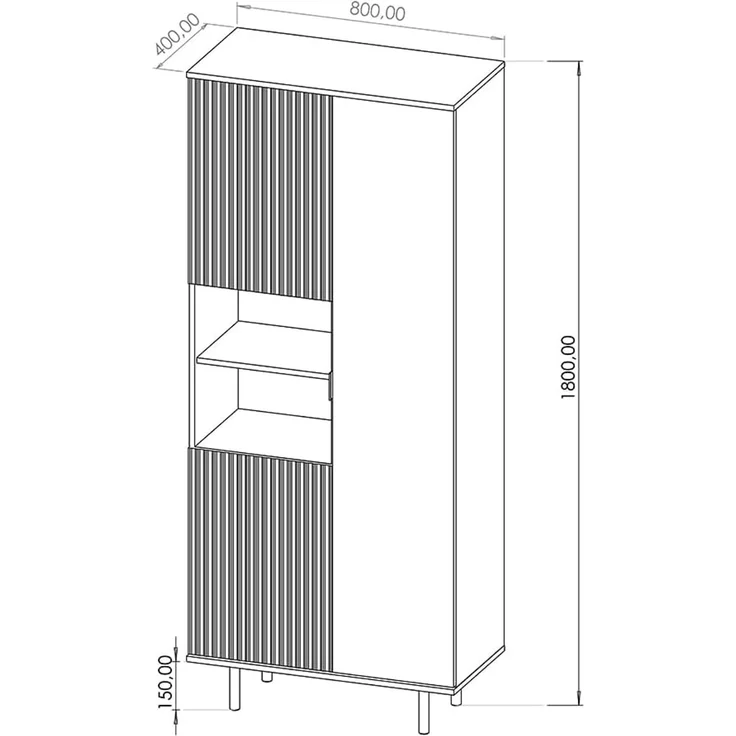 Lomadox Vitrine NADOR-132 in Kaschmir, goldfarbene Metallgriffe und -füße – Bild 3