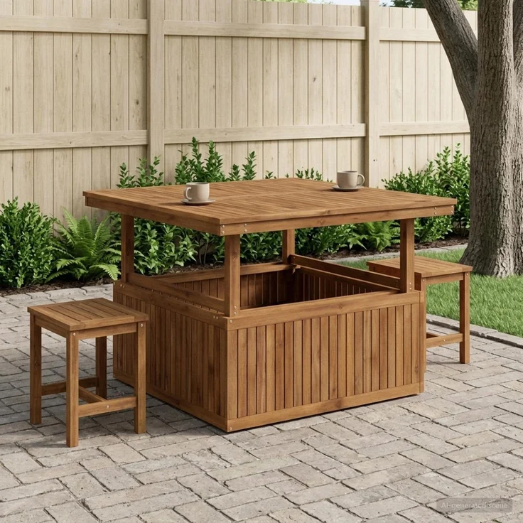 vidaXL Gartenkaffee Tisch aus massivem Akazienholz höhenverstellbar 901245 – Bild 1