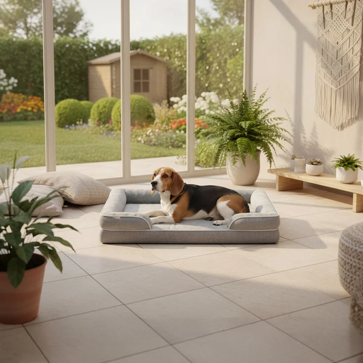 belviona Memoryfoam Hundebett orthopädisch, gelenkschonend & wasserabweisend mit abnehmbaren Bezug, 97x71x17 cm – Bild 2