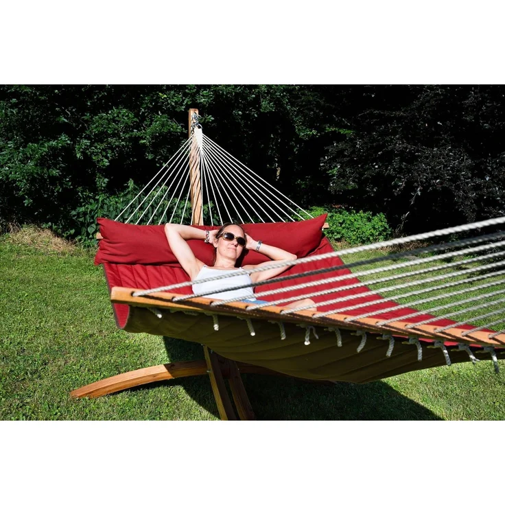 MacaMex DoppelstabHängematte California Hot Chocolate, gepolstert, wetterfest, FSC™ zertifiziert, Rot, 210x140 cm – Bild 5
