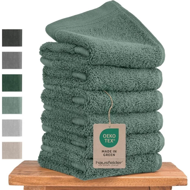 Hausfelder Handtücher Gästehandtücher (Hellgrün, 6 Gästehandtücher 50x30cm), (Set, 6-St), Maschinenwaschbar bis 60°C, bügelfrei und trocknergeeignet. – Bild 1