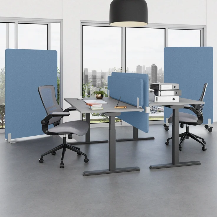 Rheinland Möbel FocusWall STWR0814 – Akustik-Stellwand 800×1400 mm in Stofffarbe Steel inkl. Rollen – Mobile Schreibtisch-Trennwand für Büro & Homeoffice – Schallschutz – Made in Germany – Bild 3