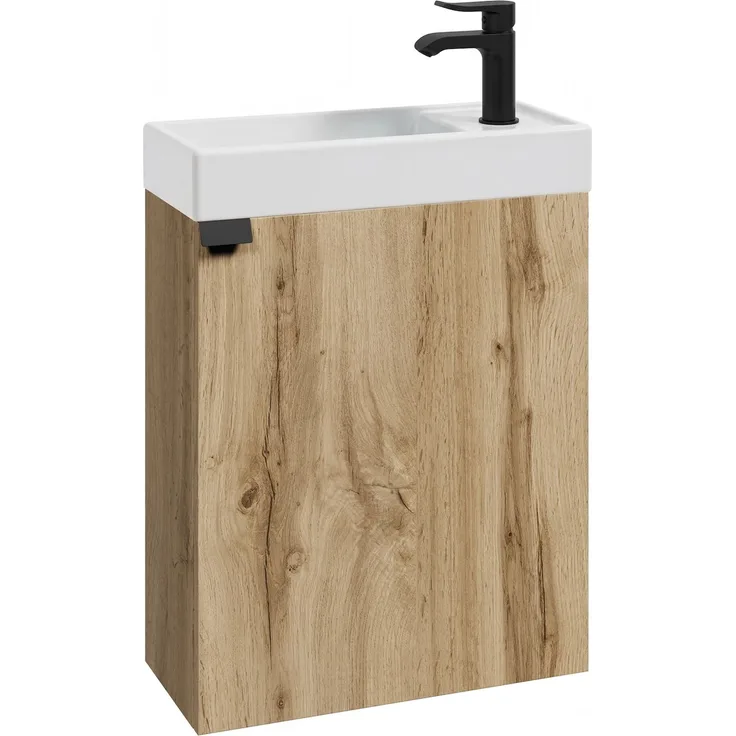 Badplaats Toilettenmöbel Keno 50 x 23 cm – Eiche – Waschtischunterschrank mit Waschbecken