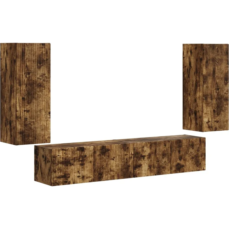 vidaXL TV-Wandregal-Set 4 pcs Geräucherte Eiche Holzwerkstoff 3408921 – Bild 2