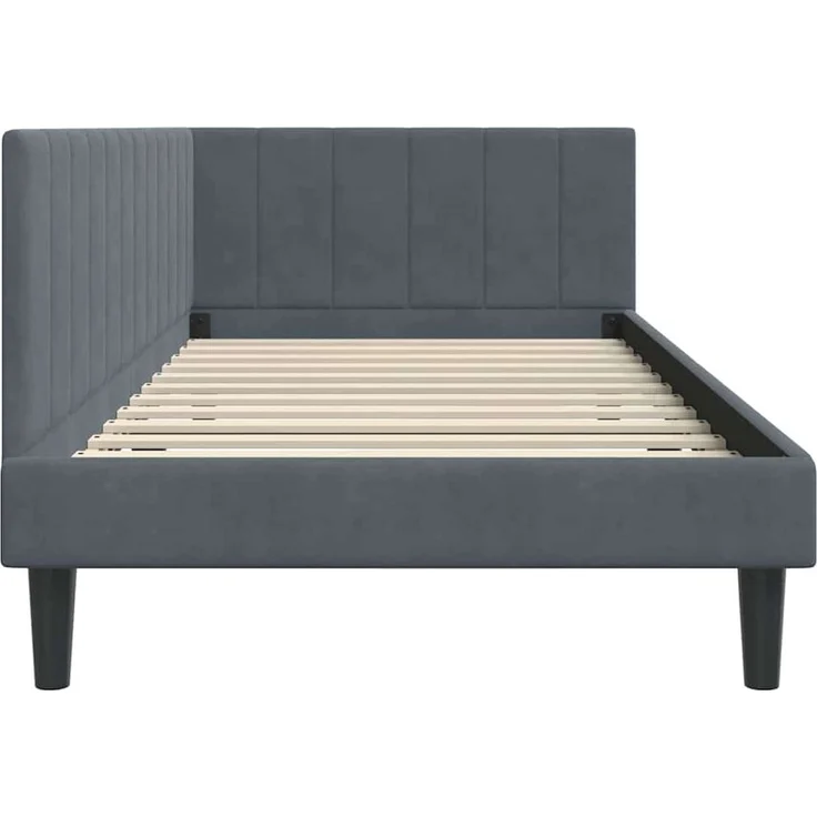 vidaXL Eckbettgestell mit Kopfteil Dunkelgrau 100 cm x 200 cm Samt 42016359 – Bild 5