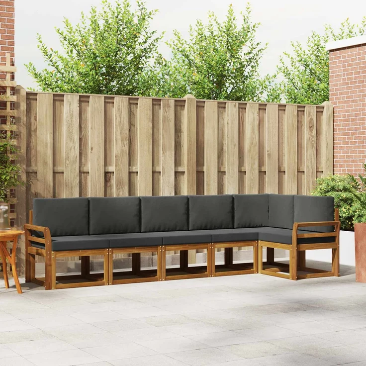 vidaXL Outdoor-Sofagarnitur 6 stk. 6-Sitzer Natur und Anthrazit 3366465 – Bild 1