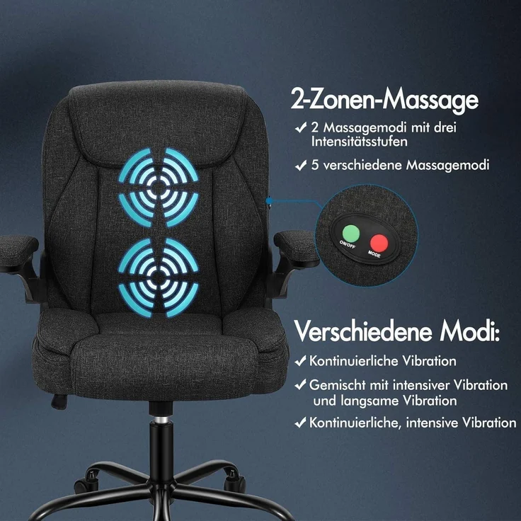 Ergonomischer Massage Büro - Gaming Stuhl Schwarz 150kg – Bild 4