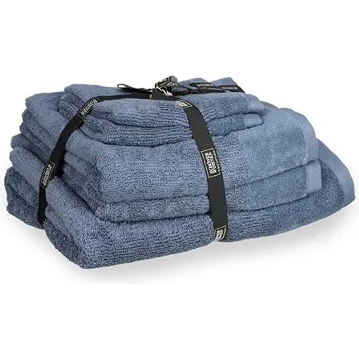 SCHÖNER WOHNEN-Kollektion Handtuch Set SENSE Handtuch Set, Baumwolle (Spar-Set, 1-St), 5er Set (1x 140x70 cm / 2x 100x50 cm / 2x 50x30 cm) in Blau – Bild 2