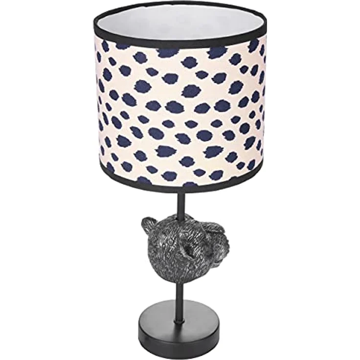 BRUBAKER Tisch- oder Nachttischlampe Leopard, 40 cm hoch, Keramikfuß, Stoffschirm, Schwarz Beige gepunktet, E27 Fassung – Bild 5
