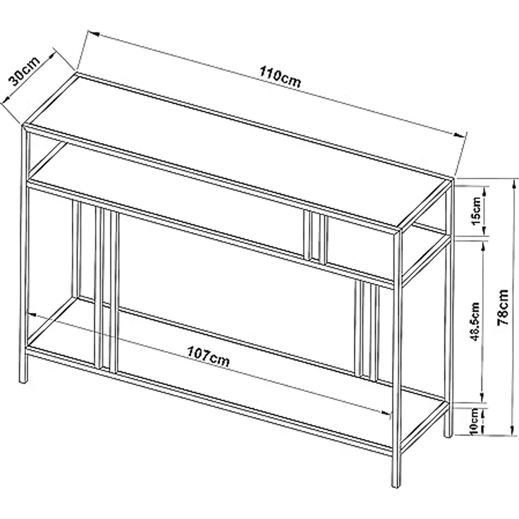 En.Casa Konsolentisch Kumlinge, elegante Ablagefläche mit unterer Ablage, 110 x 30 x 78 cm – Bild 2