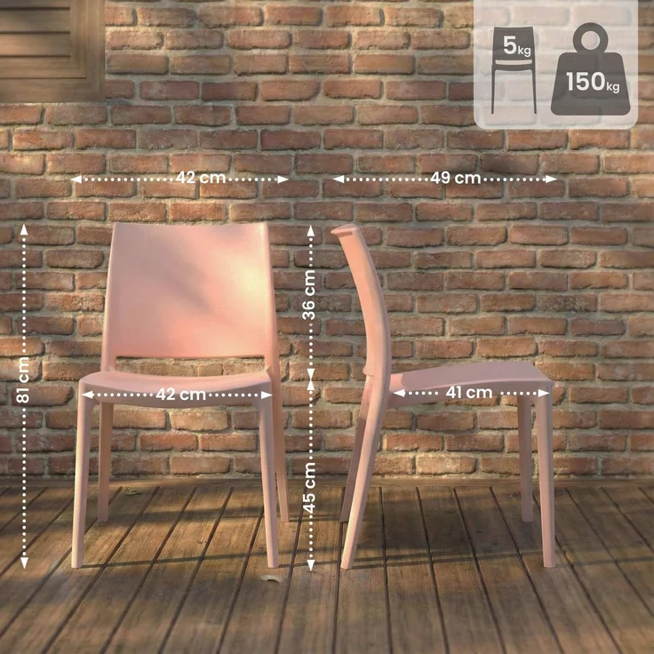 CLP Gartenstuhl Meton mit Lehne stapelbar wetterfest UV-beständig bis 150 kg,pfirsich – Bild 2