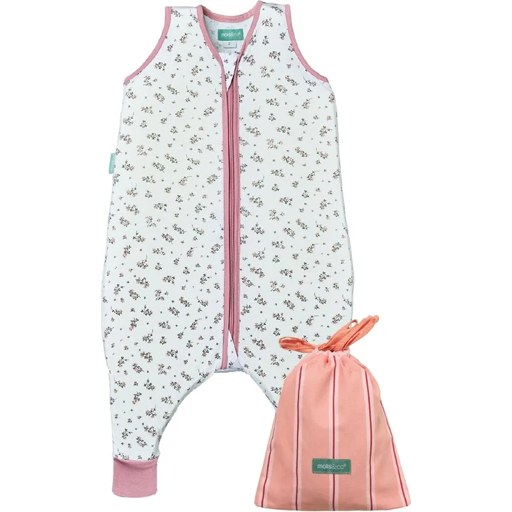 molis&co - Baby Schlafsack mit Füßen 0.5 TOG - Sommerschlafsack für Jungen - Kinder Babyschlafsack mit Beinen - 100% Baumwolle (Oeko-TEX 100), Premium Qualität - Bloom Pink (70 cm)